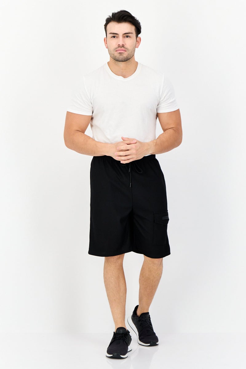 Core Elements Men Brand Logo Basic Shorts, Black - Image 2